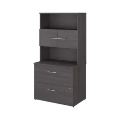 Bush Business Furniture Office 500 2-Drawer Lateral File Cabinet with Hutch, Locking, Letter/Legal, Storm Gray (OF5007SGSU)