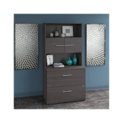 Bush Business Furniture Office 500 2-Drawer Lateral File Cabinet with Hutch, Locking, Letter/Legal, Storm Gray (OF5007SGSU)