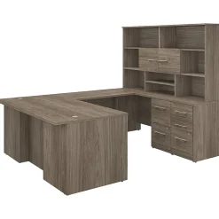 Bush Business Furniture Office 500 72"W U Shaped Executive Desk with Drawers and Hutch, Modern Hickory (OF5003MHSU)
