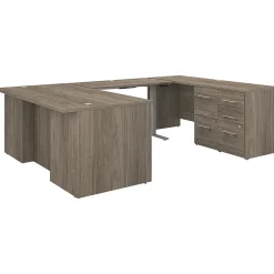 Bush Business Furniture Office 500 72"W Adjustable U-Shaped Executive Desk with Drawers, Modern Hickory (OF5005MHSU)