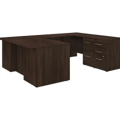 Bush Business Furniture Office 500 72"W U Shaped Executive Desk with Drawers, Black Walnut (OF5002BWSU)