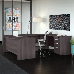 Bush Business Furniture Studio C 72"W U Shaped Desk with Mobile File Cabinet, Storm Gray (STC004SG)