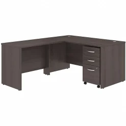 Bush Business Furniture Studio C 60"W L Shaped Desk with Mobile File Cabinet and Return, Storm Gray (STC008SG)
