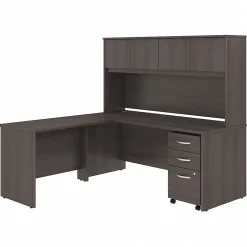 Bush Business Furniture Studio C 72"W L Shaped Desk with Hutch, Mobile File Cabinet and Return, Storm Gray (STC006SG)