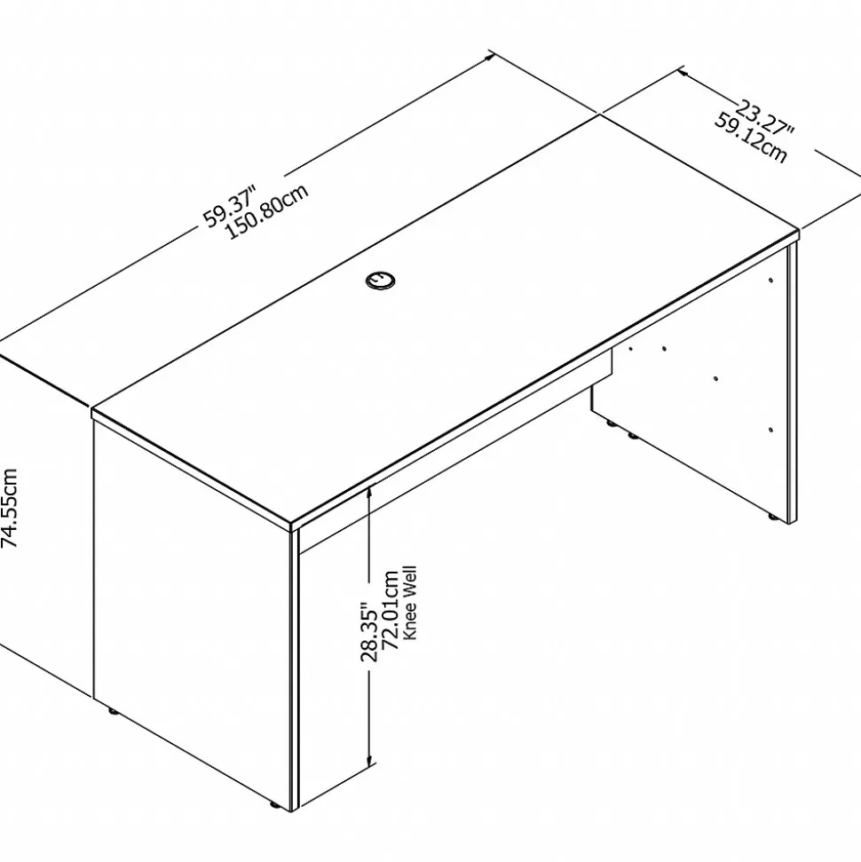 Bush Business Furniture Studio C 60"W Credenza Desk, Storm Gray (SCD360SG)