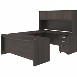 Bush Business Furniture Studio C 72"W U Shaped Desk with Hutch and Mobile File Cabinet, Storm Gray (STC003SG)