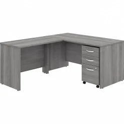 Bush Business Furniture Studio C 60"W L Shaped Desk with Mobile File Cabinet and Return, Platinum Gray (STC008PGSU)