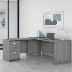 Bush Business Furniture Studio C 72"W L Shaped Desk with Mobile File Cabinet and Return, Platinum Gray (STC007PGSU)