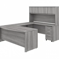 Bush Business Furniture Studio C 72"W U Shaped Desk with Hutch and Mobile File Cabinet, Platinum Gray (STC003PGSU)