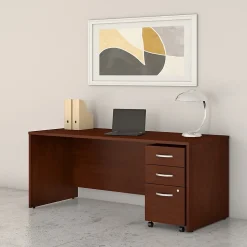 Bush Business Furniture Studio C 72"W Office Desk with Mobile File Cabinet, Hansen Cherry (STC013HCSU)