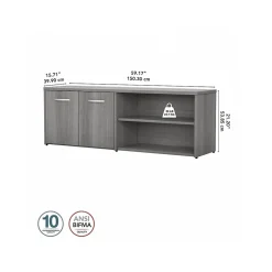 Bush Business Furniture Studio C Low Storage Cabinet with Doors and Shelves, Platinum Gray (SCS160PG)