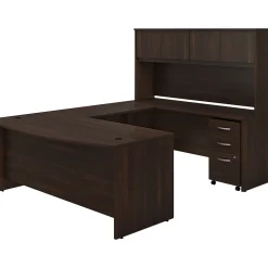 Bush Business Furniture Studio C 72"W U Shaped Desk with Hutch and Mobile File Cabinet, Black Walnut (STC003BWSU)