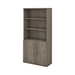Bush Business Furniture Studio C 72.8"H 5-Shelf Bookcase with Doors, Modern Hickory Laminated Wood (STC015MH)