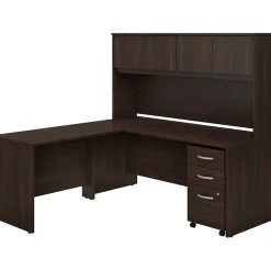 Bush Business Furniture Studio C 72"W L Shaped Desk with Hutch, Mobile File Cabinet and Return, Black Walnut (STC006BWSU)