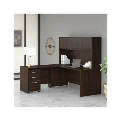 Bush Business Furniture Studio C 72"W L Shaped Desk with Hutch, Mobile File Cabinet and Return, Black Walnut (STC006BWSU)
