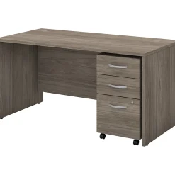 Bush Business Furniture Studio C 60"W Office Desk with Mobile File Cabinet, Modern Hickory (STC014MHSU)