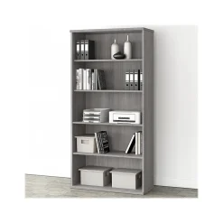 Bush Business Furniture Studio A 73"H 5-Shelf Bookcase with Adjustable Shelves, Platinum Gray Laminated Wood (SDB7236PG-Z)
