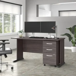 Bush Business Furniture Studio A 60"W Computer Desk with 3 Drawer Mobile File Cabinet, Storm Gray (STA002SGSU)