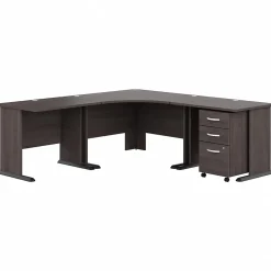 Bush Business Furniture Studio A 83"W Large Corner Desk with 3 Drawer Mobile File Cabinet, Storm Gray (STA003SGSU)