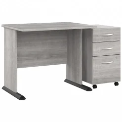 Bush Business Furniture Studio A 36"W Small Computer Desk with 3 Drawer Mobile File Cabinet, Platinum Gray (STA005PGSU)