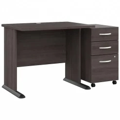 Bush Business Furniture Studio A 36"W Small Computer Desk with 3 Drawer Mobile File Cabinet, Storm Gray (STA005SGSU)