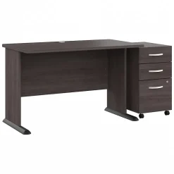 Bush Business Furniture Studio A 48"W Computer Desk with 3 Drawer Mobile File Cabinet, Storm Gray (STA001SGSU)