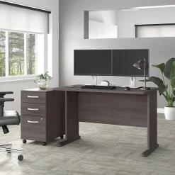 Bush Business Furniture Studio A 48"W Computer Desk with 3 Drawer Mobile File Cabinet, Storm Gray (STA001SGSU)