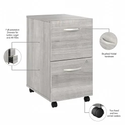 Bush Business Furniture Studio A 2-Drawer Mobile Vertical File Cabinet, Letter/Legal Size, Lockable, Platinum Gray(SDF116PGSU-Z)