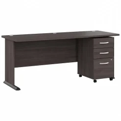 Bush Business Furniture Studio A 72"W Computer Desk with 3 Drawer Mobile File Cabinet, Storm Gray (STA004SGSU)