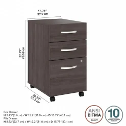 Bush Business Furniture Studio A 3-Drawer Mobile Vertical File Cabinet, Letter/Legal Size, Lockable, Storm Gray (SDF216SGSU-Z)