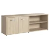 Bush Business Furniture Studio C Low Storage Cabinet with Doors and Shelves, Natural Elm (SCS160NE)