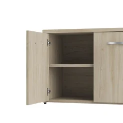 Bush Business Furniture Studio C Low Storage Cabinet with Doors and Shelves, Natural Elm (SCS160NE)