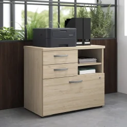 Bush Business Furniture Studio C Office Storage Cabinet with Drawers and Shelves, Natural Elm (SCF130NESU)