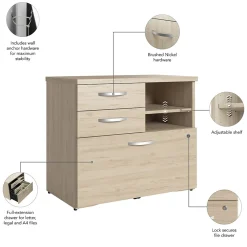 Bush Business Furniture Studio C Office Storage Cabinet with Drawers and Shelves, Natural Elm (SCF130NESU)