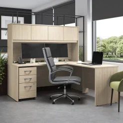 Bush Business Furniture Studio C 72"W L Shaped Desk with Hutch and Mobile File Cabinet, Natural Elm (STC006NESU)