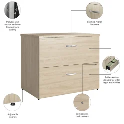 Bush Business Furniture Studio C 2 Drawer Lateral File Cabinet, Natural Elm (SCF136NESU)