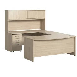 Bush Business Furniture Studio C 72"W U Shaped Desk with Hutch and Mobile File Cabinet, Natural Elm (STC003NESU)