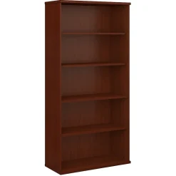 Bush Business Furniture Series C 72.79" 5-Shelf Bookcase with Adjustable Shelves, Mahogany Laminated Wood (WC36714)