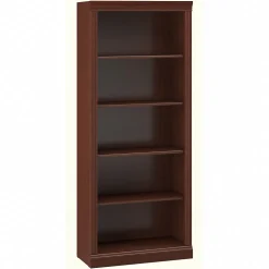 Bush Business Furniture Saratoga 72"H 5-Shelf Bookcase with Adjustable Shelves, Harvest Cherry (W1615C-03)
