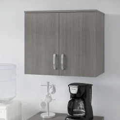 Bush Business Furniture Universal 24" Wall Cabinet with Doors and 2 Shelves, Platinum Gray (UNS428PG)