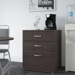 Bush Business Furniture Universal 34" Floor Storage Cabinet with 3 Drawers, Storm Gray (UNS328SG)