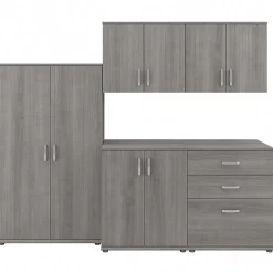 Bush Business Furniture Universal 62" 5-Piece Modular Storage Set with 11 Shelves, Platinum Gray (UNS003PG)