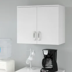 Bush Business Furniture Universal 24" Wall Cabinet with Doors and 2 Shelves, White (UNS428WH)