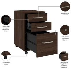 Bush Business Furniture Vista 3 Drawer File Cabinet, Black Walnut (VSF116BWSU)