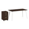 Bush Business Furniture Vista 60"W Desk with 3 Drawer Mobile File Cabinet, Black Walnut (VST002BWSU)