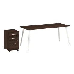 Bush Business Furniture Vista 72"W Desk with 3 Drawer Mobile File Cabinet, Black Walnut (VST001BWSU)