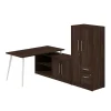 Bush Business Furniture Vista 60"W L Shaped Desk with Low Storage Cabinet and Wardrobe, Black Walnut (VST010BW)