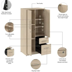 Bush Business Furniture Vista Wardrobe Cabinet with Drawers, Natural Elm (VSS130NEK)