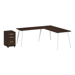 Bush Business Furniture Vista 72"W L Shaped Desk with Mobile File Cabinet, Black Walnut (VST007BWSU)