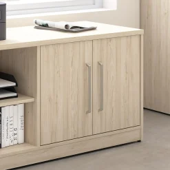 Bush Business Furniture Vista Low Storage Cabinet with Doors and Shelves, Natural Elm (VSS160NE)